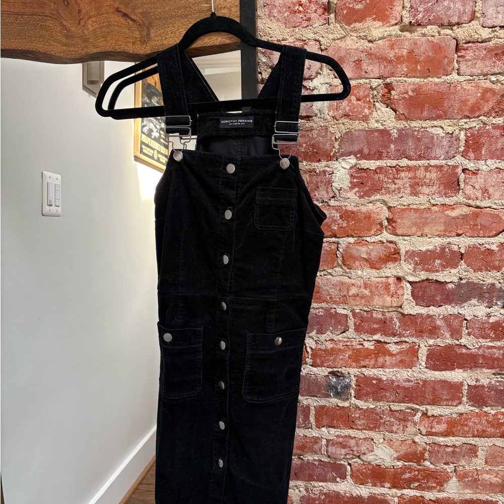 Dorothy Perkins Black Corduroy Overall Dress
